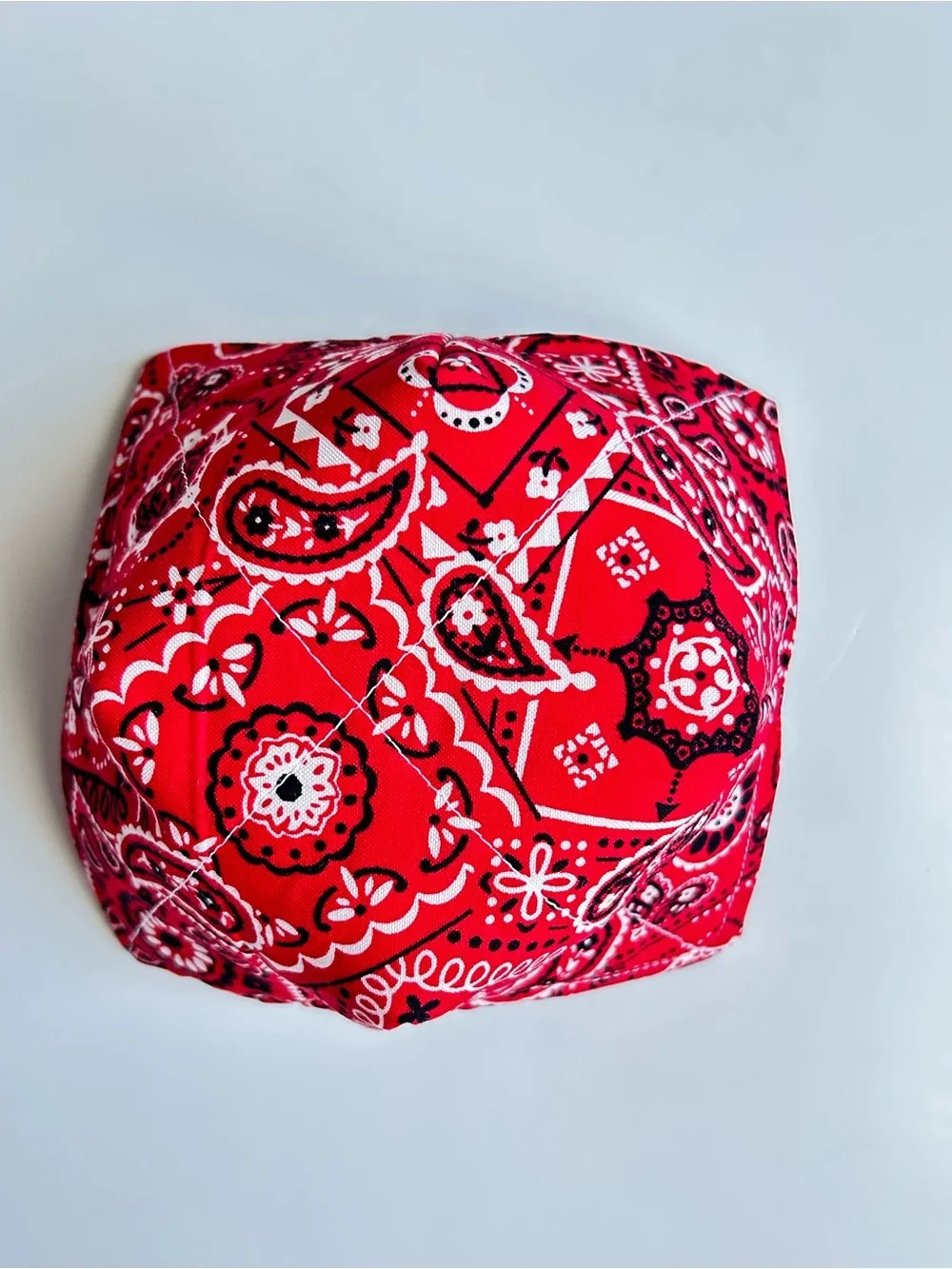 Hand Crafted Red Bandana Microwave Small Bowl Cozy 100% Cotton
